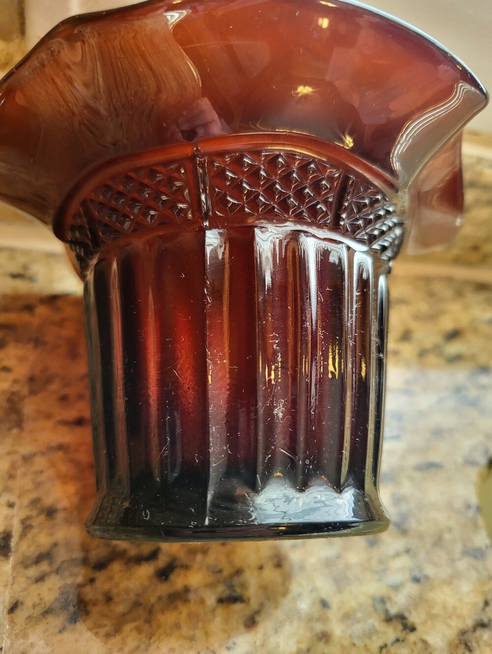 Stamped Northwood Iridescent Purple Decorative Glass Hat Vase - Home Art - Picture 11 of 12